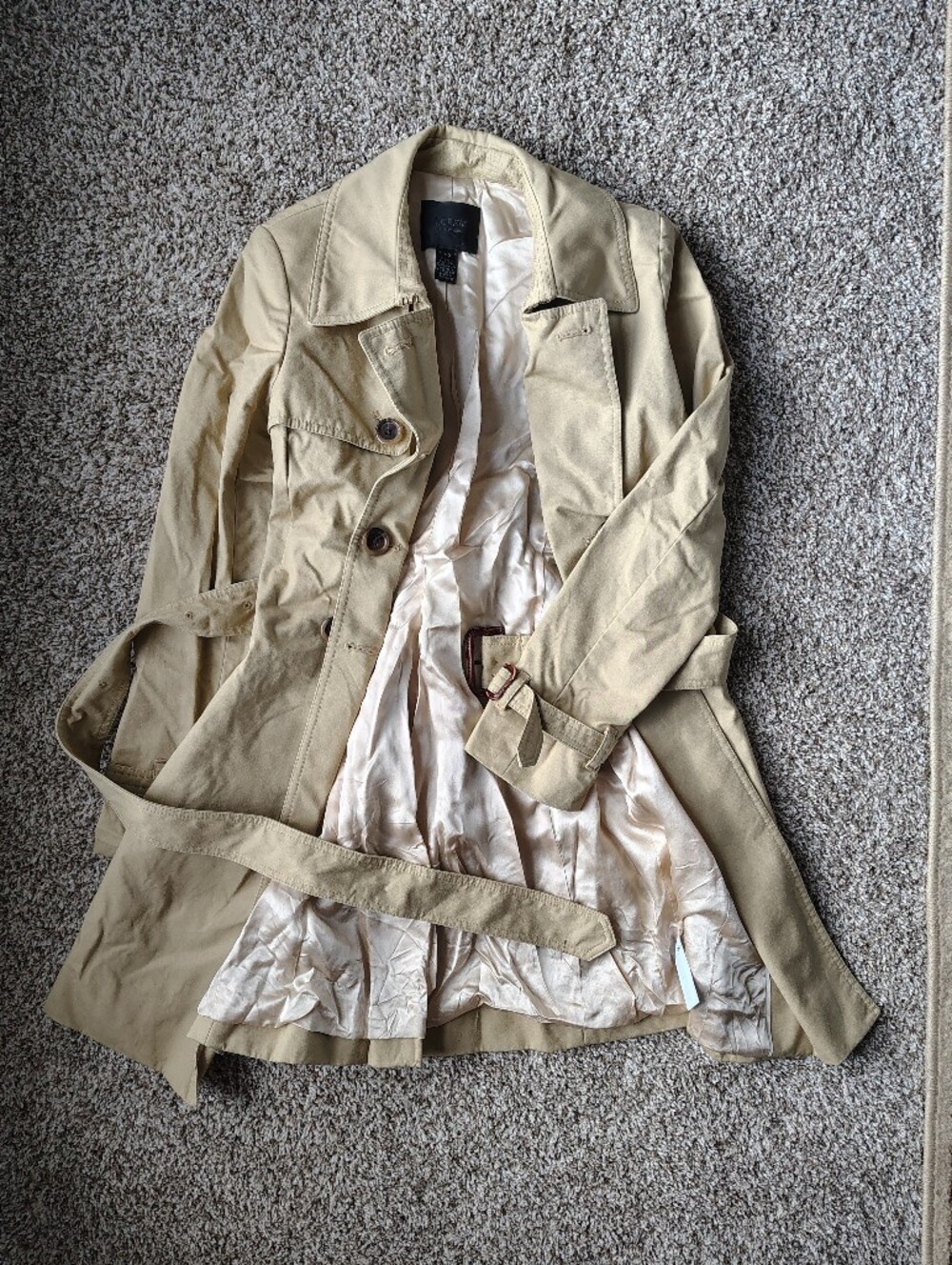Beige J. Crew Women's Trench Coat with Belt - Size 00